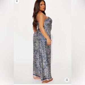 Fashion Nova Zebra Print Jumpsuit - Black and White